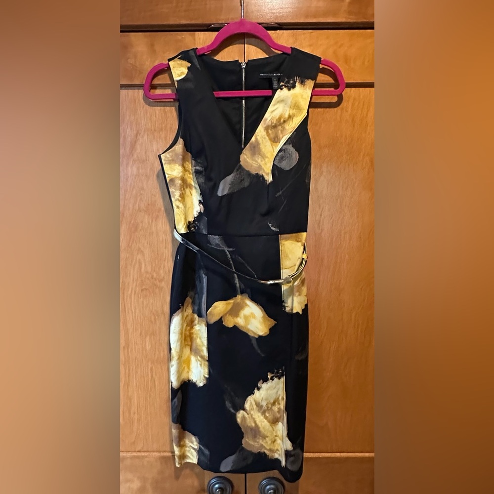White House Black Market Gold and Yellow Sheath Midi Dress